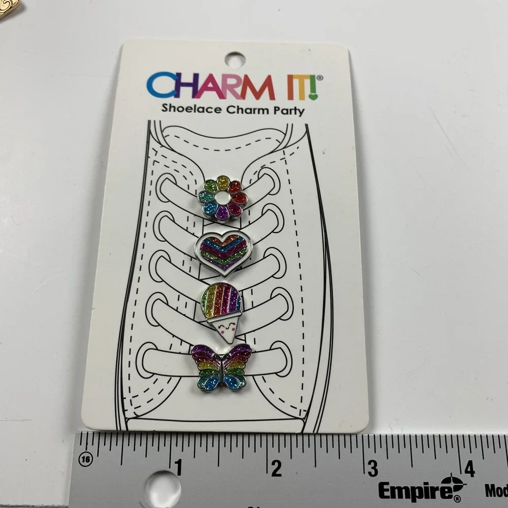Charm It Girls Rainbow Butterfly Ice cream Heart Flower Shoelace Charm Party Set